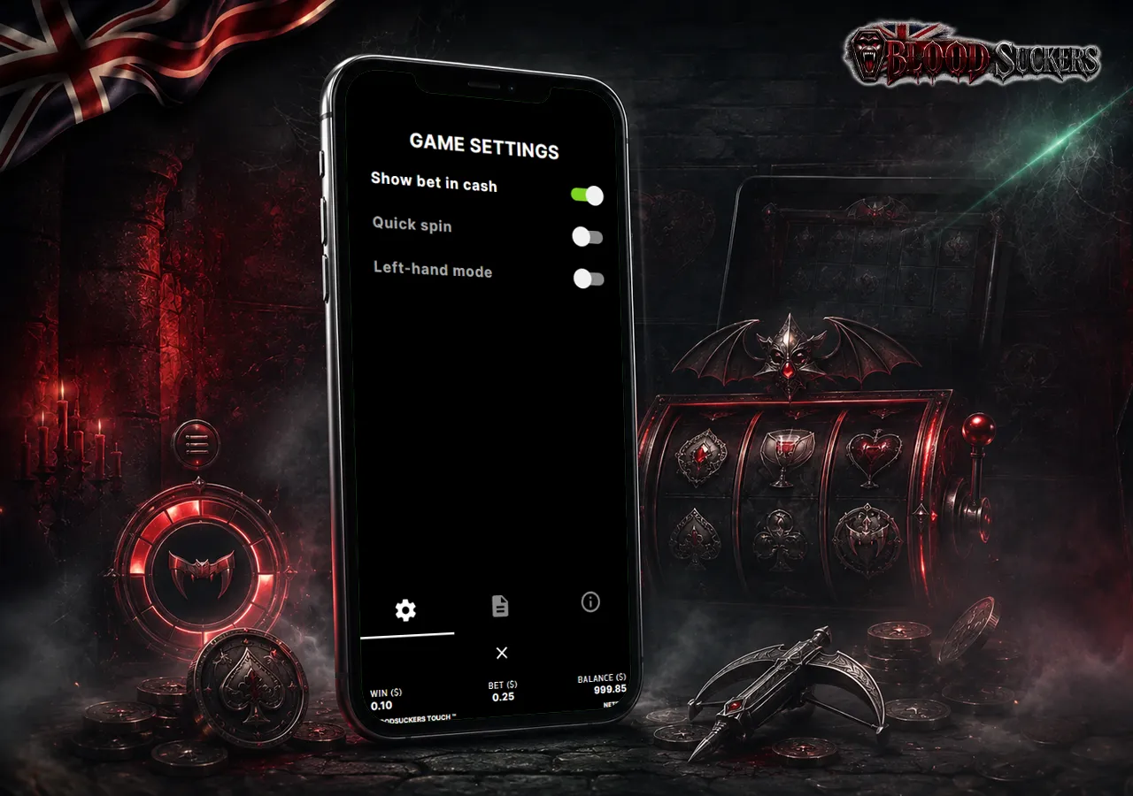 Mobile play experience with smartphone, browser access and a smoothly adapted vampire-themed interface